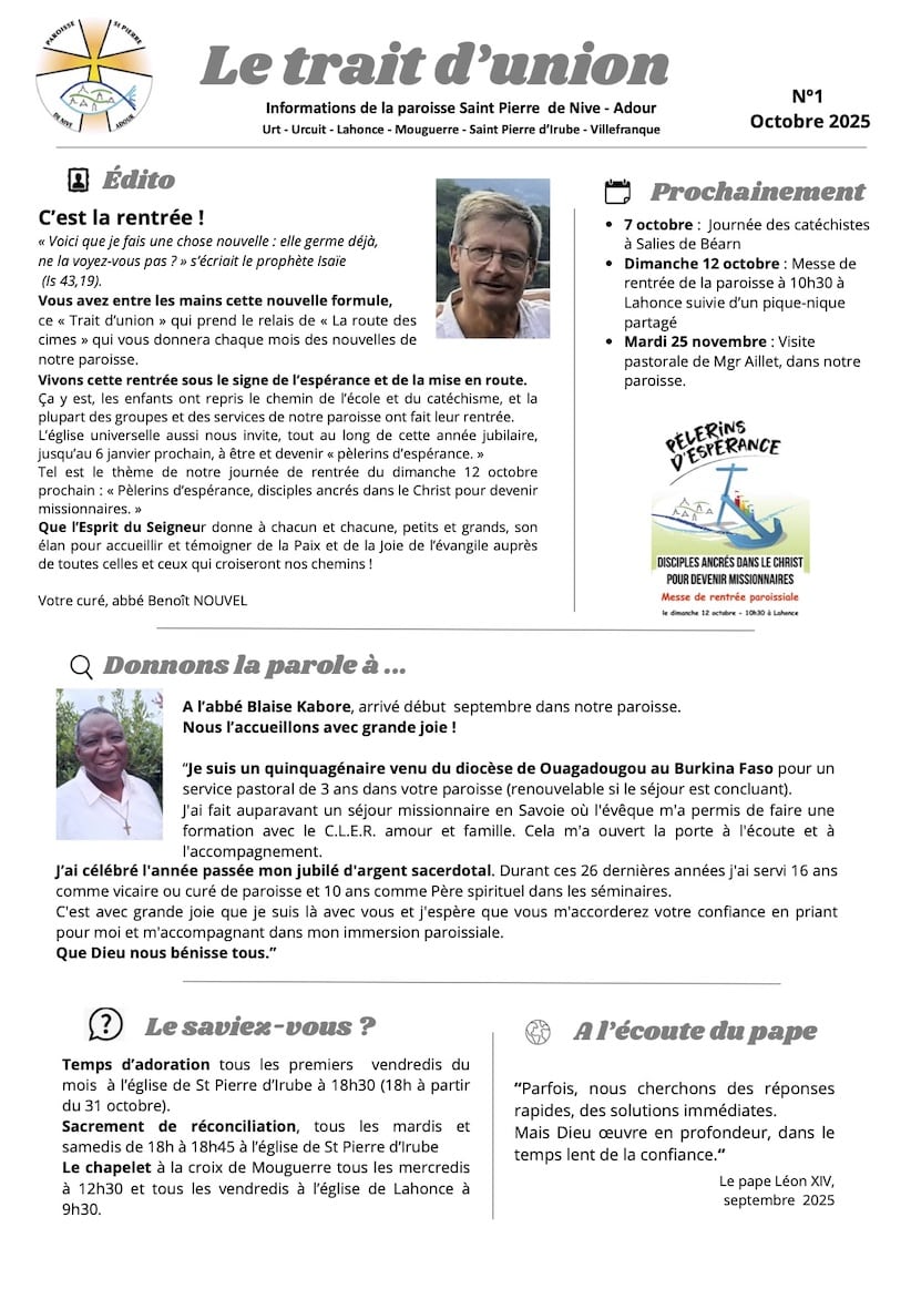 Le trait d&rsquo;union N° 001 – Octobre 2025